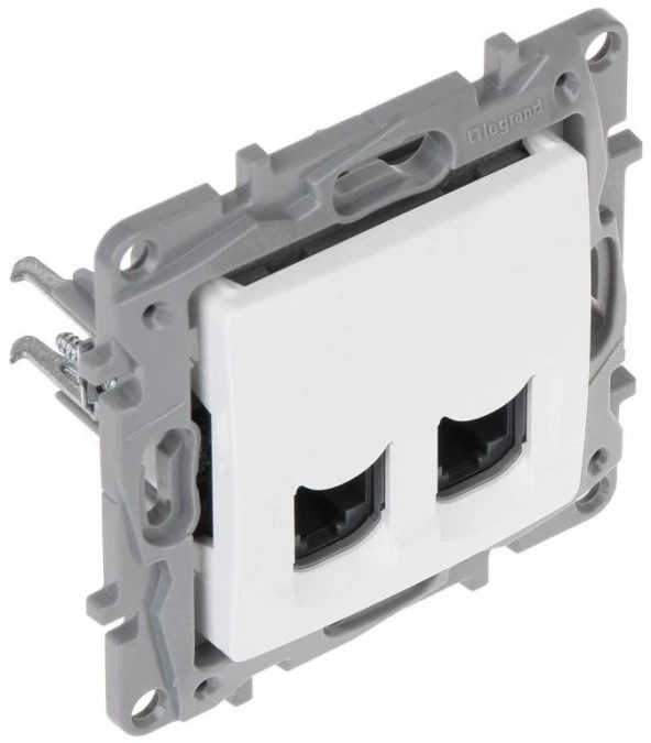 NILOE Gniazdo komputerowe podwójne 2x RJ45 kat. 6 UTP białe 764574 - obrazek 1