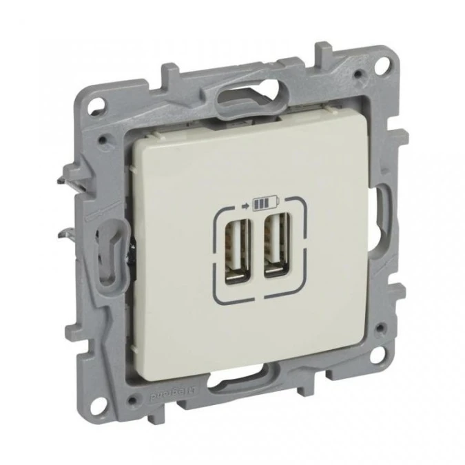 NILOE Gniazdo ładowania podwójne USB 5 V 2400 mA kremowe 4764694 - obrazek 1