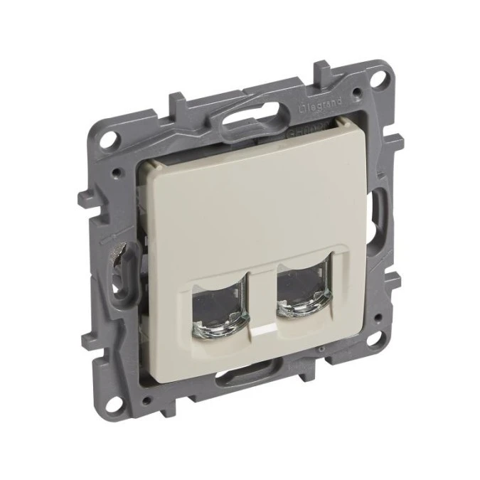NILOE Gniazdo podwójne RJ45 kat. 6 STP kremowe 664876 - obrazek 1