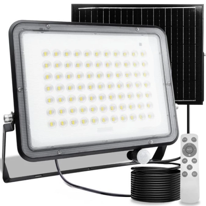 Naświetlacz Solarny LED Halogen 300W Lampa Ogrodowa 4000K IP65 Czujnik Ruchu PIR + Pilot FULGOR LUMILED - obrazek 2