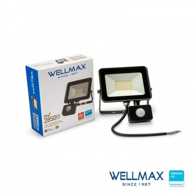 Naświetlacz LED 30W 95lm/W 2850lm IP54 Neutralna 4000K z czujnikiem ruchu SAMSUNG GOL1FLN030P - obrazek 2