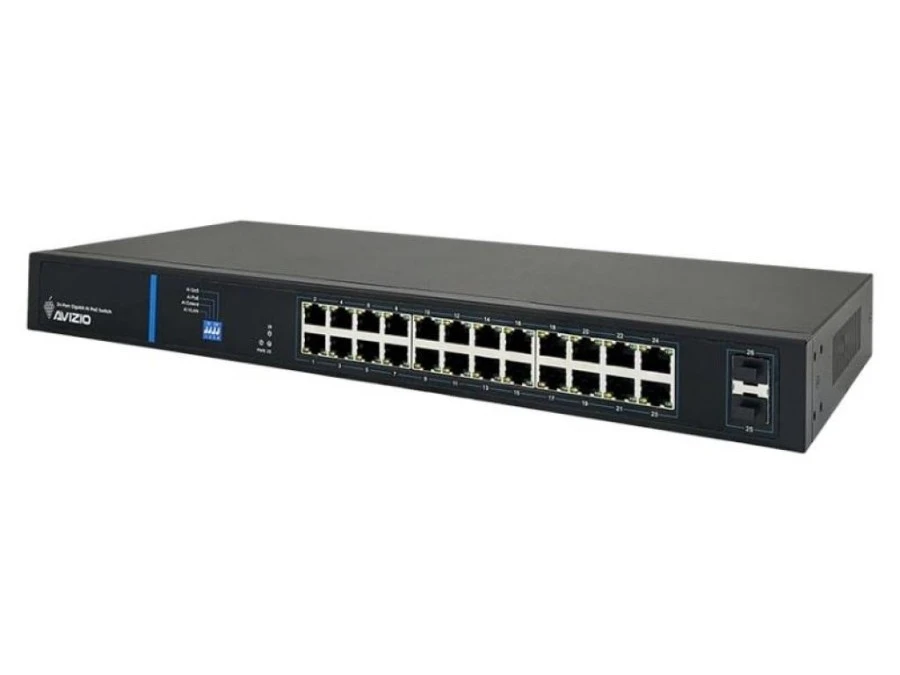 Niezarządzalny przełącznik (switch) 24 porty RJ45 PoE+ 1Gb/s + 2 porty SFP Uplink 1Gb/s AVIZIO - obrazek 2