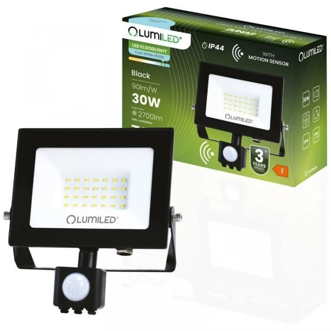 Naświetlacz LED ZUNA2 30W 6500lm 6500K IP44 Czarny Czujnik Ruchu LUMILED - obrazek 2