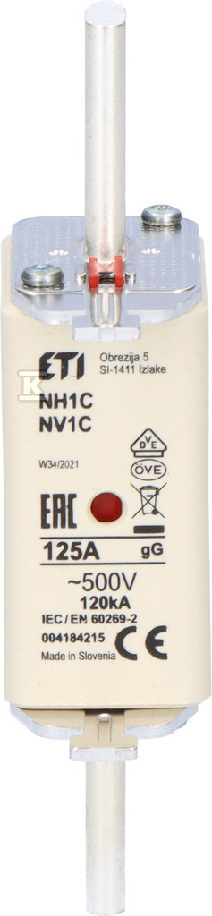 Wkładka bezpiecznikowa - NH1C gG 125A/500V - zwłoczna 004184215 - obrazek 2