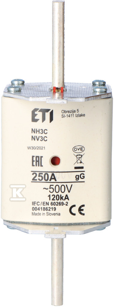 Wkładka bezpiecznikowa - NH3C gG 250A/500V - zwłoczna 004186219 - obrazek 2