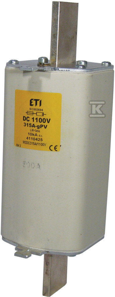 Wkładka bezpiecznikowa - NH3L gPV 450A/1100V DC - do ochrony instalacji fotowoltaicznych PV / DC 004110448 - obrazek 1