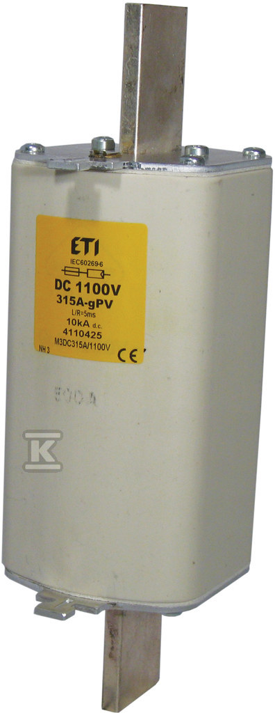 Wkładka bezpiecznikowa - NH3L gPV 200A/1100V DC - do ochrony instalacji fotowoltaicznych PV / DC 004110451 - obrazek 1