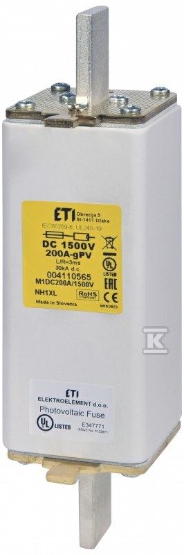 Wkładka bezpiecznikowa - NH1XL gPV 200A/1500V DC UL - do ochrony instalacji fotowoltaicznych PV / DC 004110565 - obrazek 1