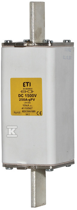 Wkładka bezpiecznikowa - NH2XL gPV 250A/1500V DC UL - do ochrony instalacji fotowoltaicznych PV / DC 004110567 - obrazek 1