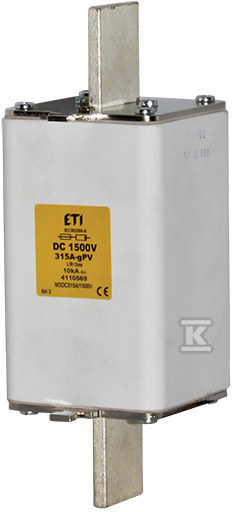 Wkładka bezpiecznikowa - NH3L gPV 500A/1500V DC UL - do ochrony instalacji fotowoltaicznych PV / DC 004110634 - obrazek 1