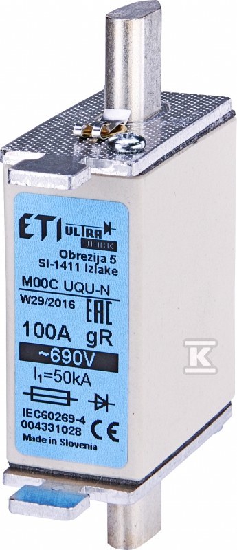 Wkładka bezpiecznikowa - NH000 UQ gR 80A/690V - ultraszybka 004331027 - obrazek 1