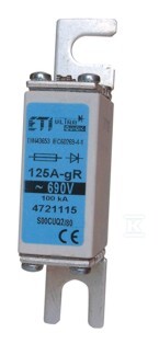 Wkładka bezpiecznikowa - NHS000/80 UQ2 gR 80A/690V - ultraszybka / zaciski śrubowe S 004721113 - obrazek 1