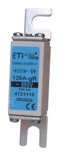 Wkładka bezpiecznikowa - NHS000/80 UQ2 gR 125A/690V - ultraszybka / zaciski śrubowe S 004721115 - obrazek 1