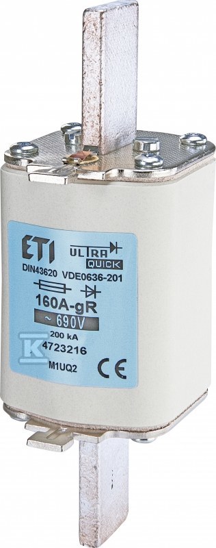 Wkładka bezpiecznikowa - NH1/K UQ2 gR 100A/690V - ultraszybka / z wybijakiem 004723243 - obrazek 1