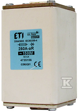 Wkładka bezpiecznikowa – NHG2/M UQ01 aR 200A/1500V – ultraszybka 004735155