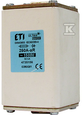 Wkładka bezpiecznikowa – NHG2/M UQ01 aR 250A/1500V – ultraszybka 004735156