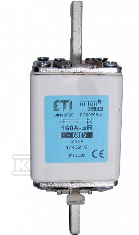 Wkładka bezpiecznikowa - NH1 UQ02 aR 160A/690V - ultraszybka 004743216 - obrazek 1