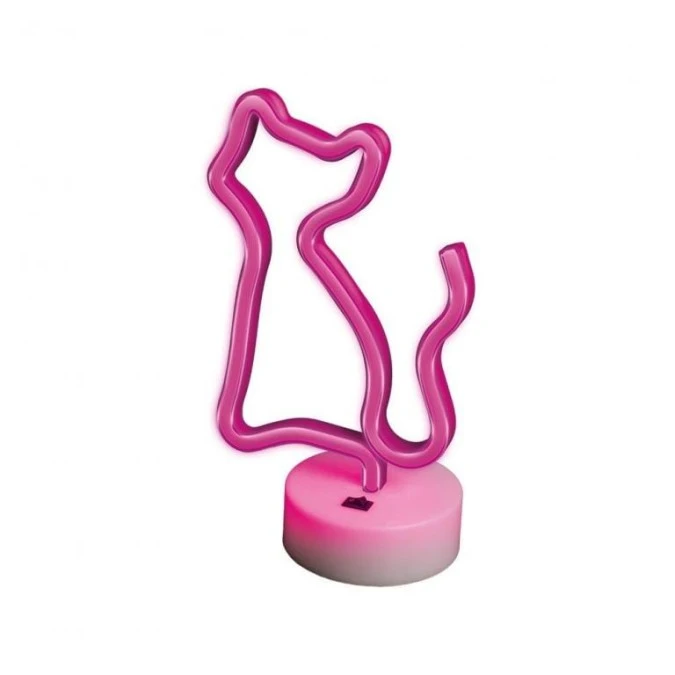 Neon na podstawce LED KOT róż FSNE02 Forever Light - obrazek 1