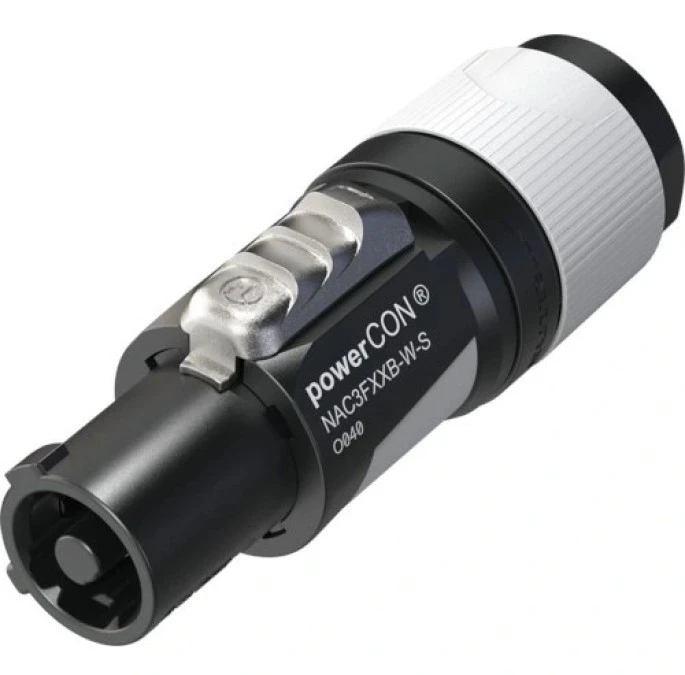 NEUTRIK Wtyk zasilający powerCON 16A 230V 2P+Z czarno‑szary na kabel 6,0 do 12,0mm NAC3FXXB‑W‑S - obrazek 1