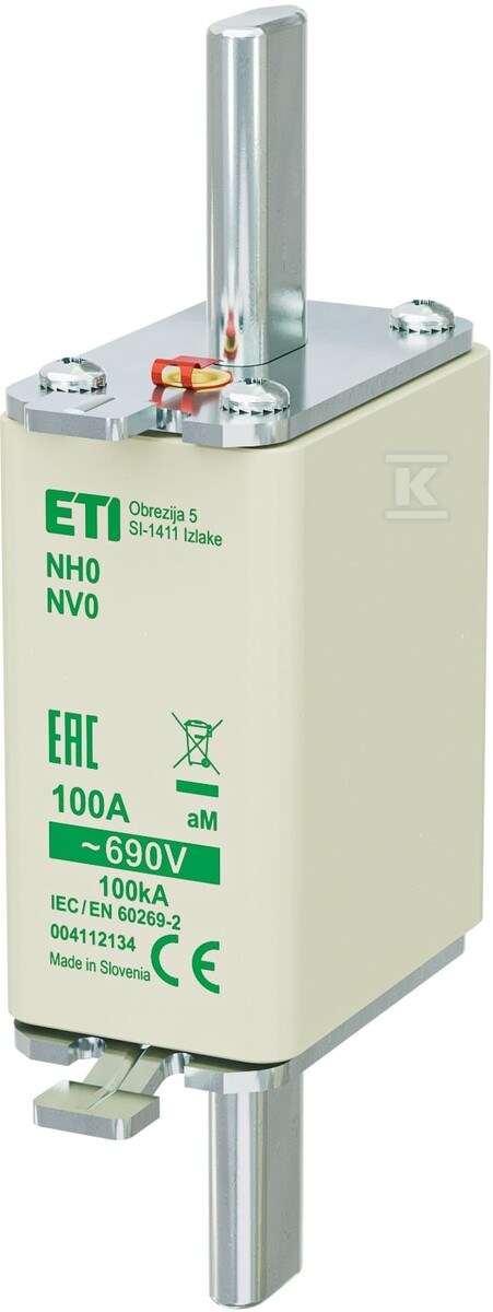 Wkładka bezpiecznikowa – NH0 aM 100A/690V – silnikowa 004112134