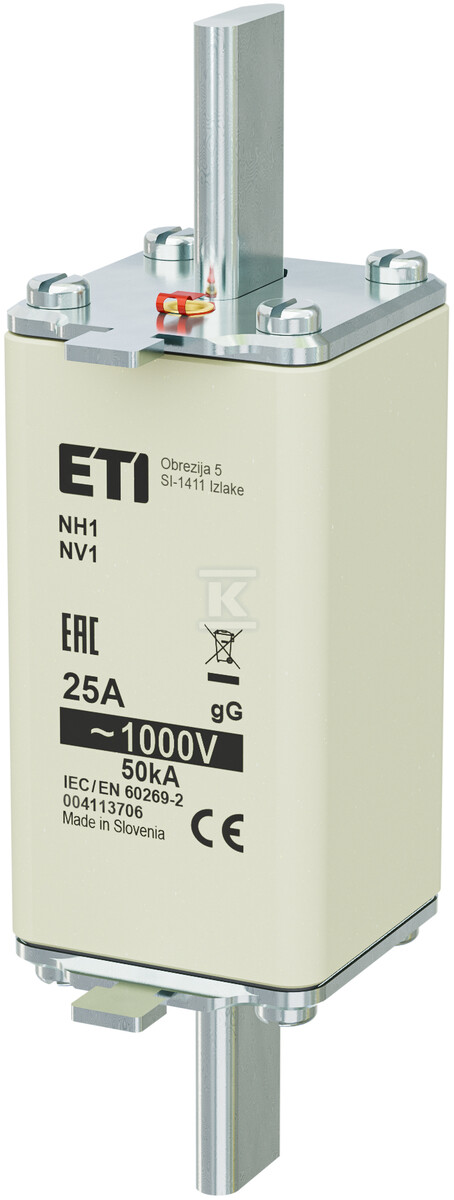Wkładka bezpiecznikowa - NH1/85 gG 25A/1000V - zwłoczna 004113706 - obrazek 1