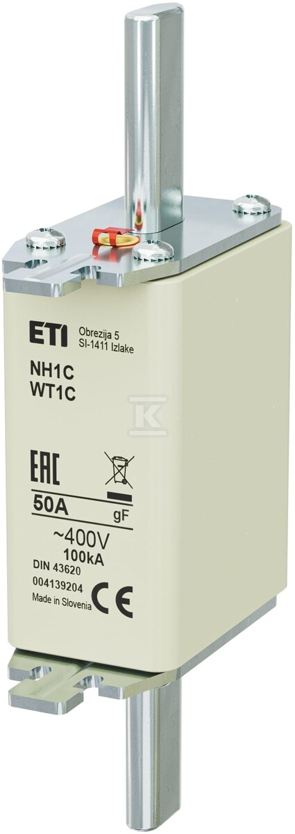 Wkładka bezpiecznikowa - NH1C gF 50A/400V - szybka 004139204 - obrazek 1