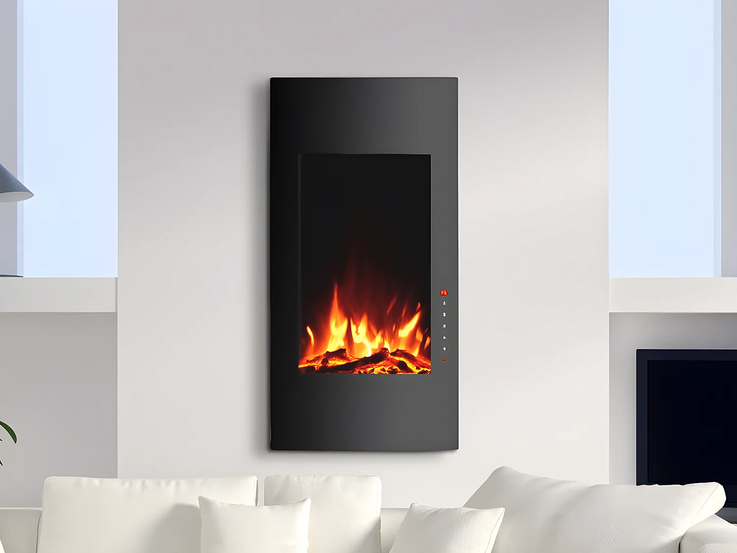 Kominek elektryczny wypukły VULCANO – Szer. 41 x Gł. 13 x Wys. 81 cm – Czarny 92591