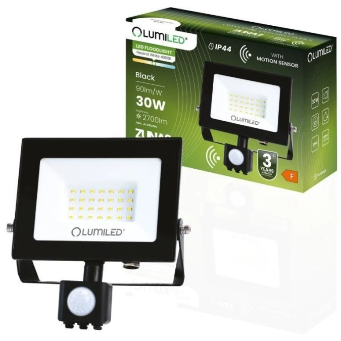 Naświetlacz LED ZUNA2 30W 2700lm 4000K IP44 Czarny Czujnik Ruchu LUMILED - obrazek 3
