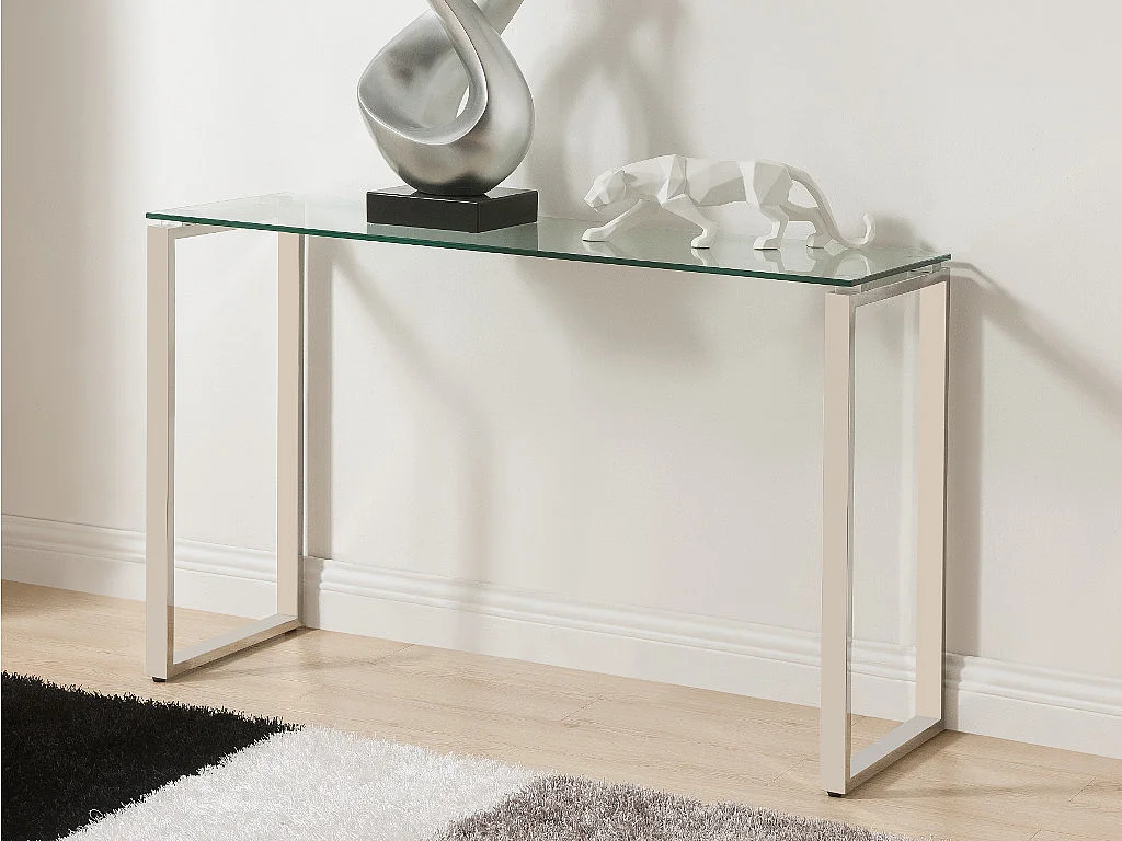 Konsolka FREYA – Hartowane szkło i chromowany metal 100462