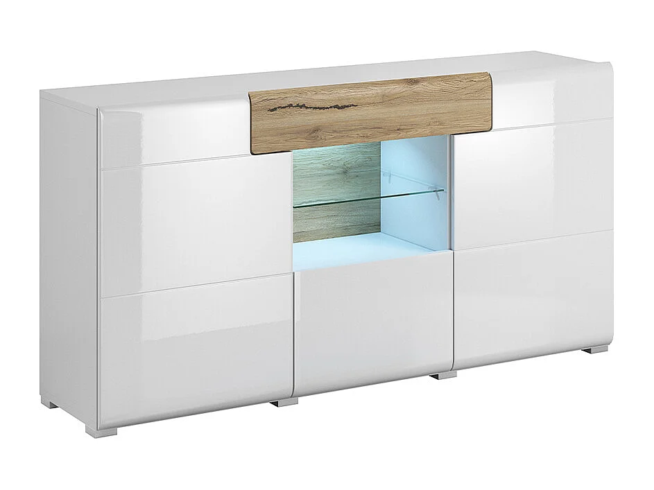 Komoda TOLEDO 160 3D1S biała połysk/dąb san remo 517863 - obrazek 1
