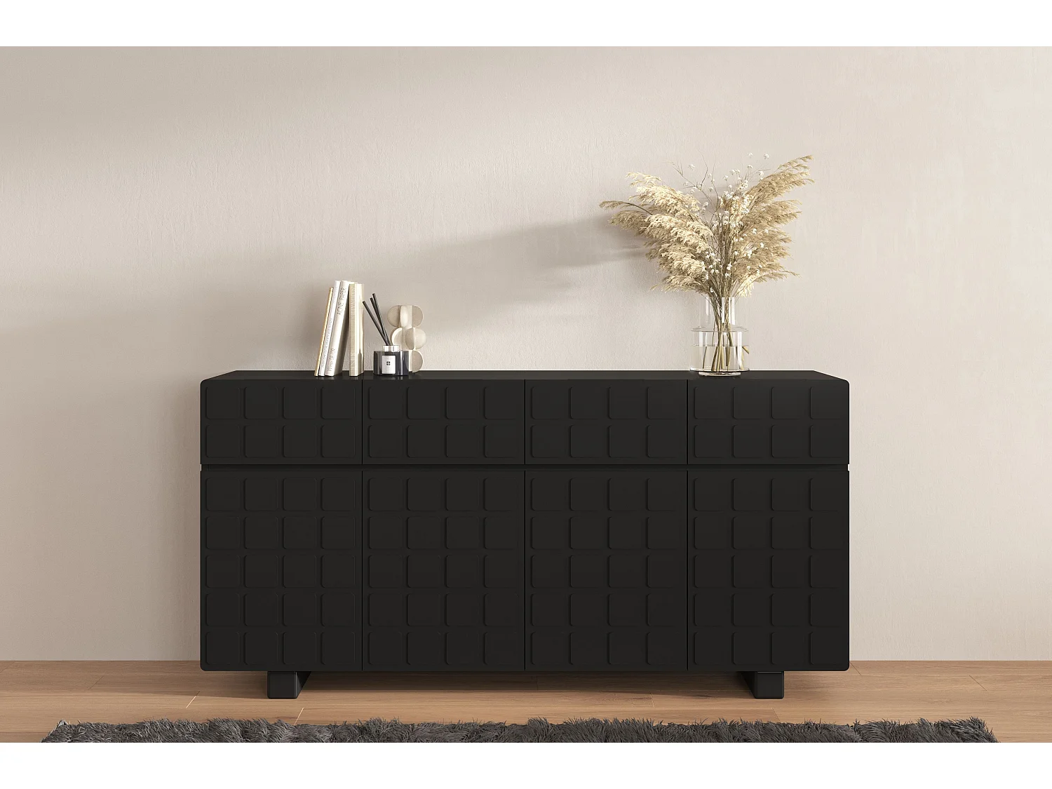 Komoda z frontami 3D Skandica CUBO LONG / czarny / 169cm 3038851 - obrazek 1