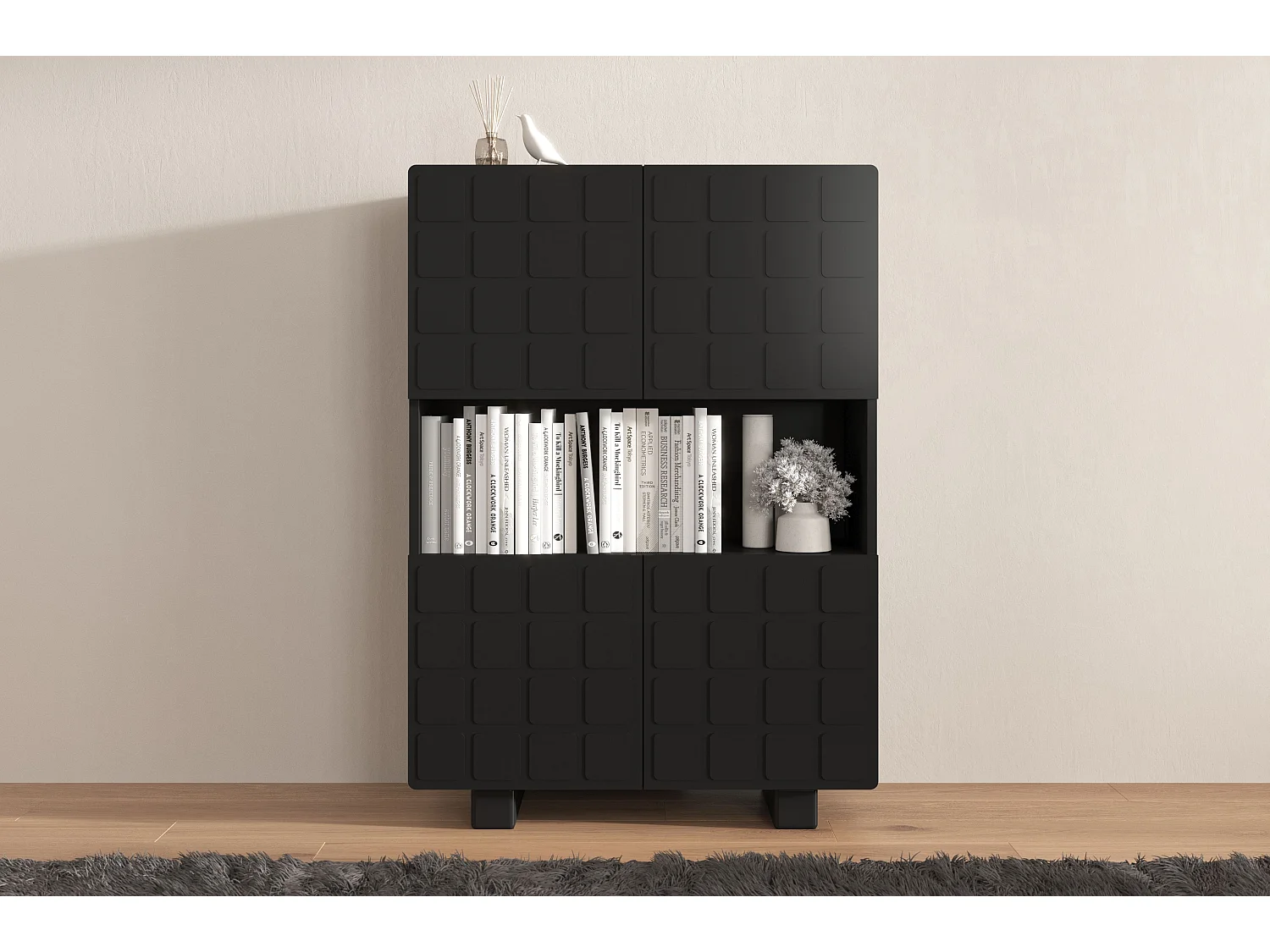 Komoda z frontami 3D Skandica CUBO HIGH / czarny / 85cm 3038862 - obrazek 1