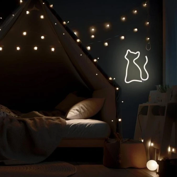 Neon LED KOT ciepły biały Bat + USB FLNEO3 Forever Light - obrazek 3