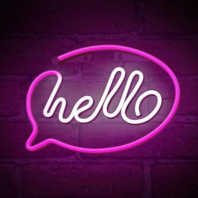 Neon LED HELLO róż biały Bat + USB FLNE15 Forever Light - obrazek 2