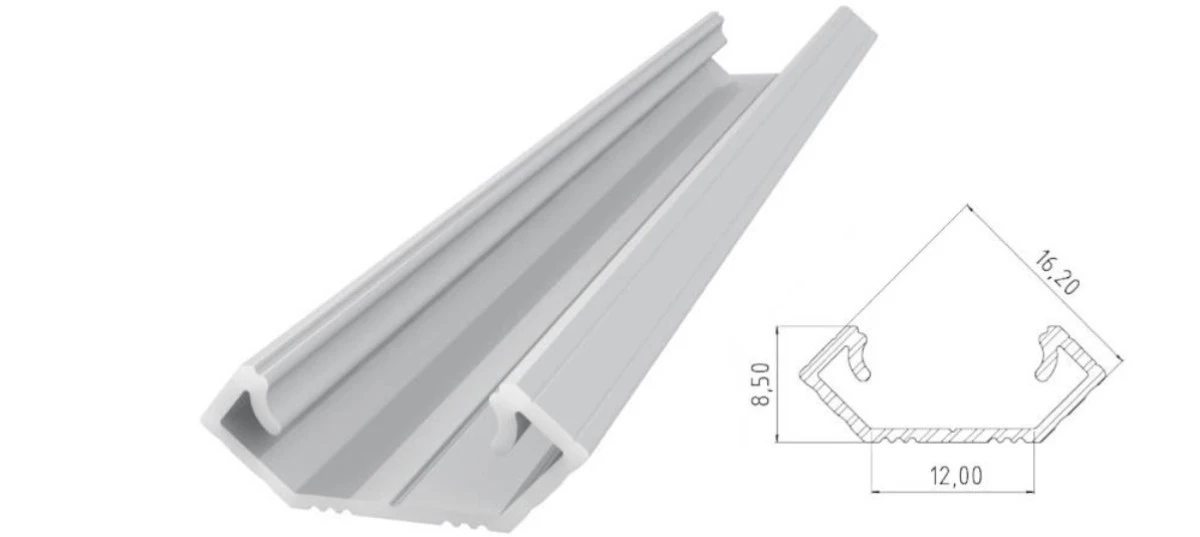 Nawierzchniowy profil LED anoda srebrny 16x16mm 1000mm AL12‑GLS3‑AS‑1000 GLALU - obrazek 1