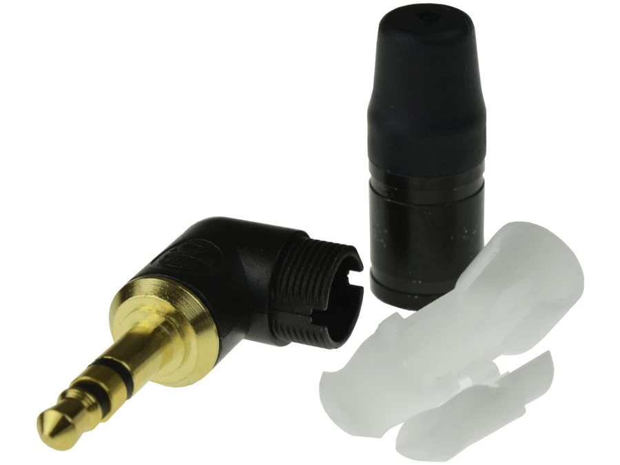 NEUTRIK Wtyk kątowy Audio AUX mini Jack 3,5mm Stereo na kabel do 4,5mm pozłacany czarny NTP3RC‑B - obrazek 2