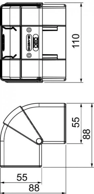 Naroże zewnętrzne ruchome RAPID 45‑2 110x88x88 GK‑AH53100RW białe 6113050 - obrazek 2