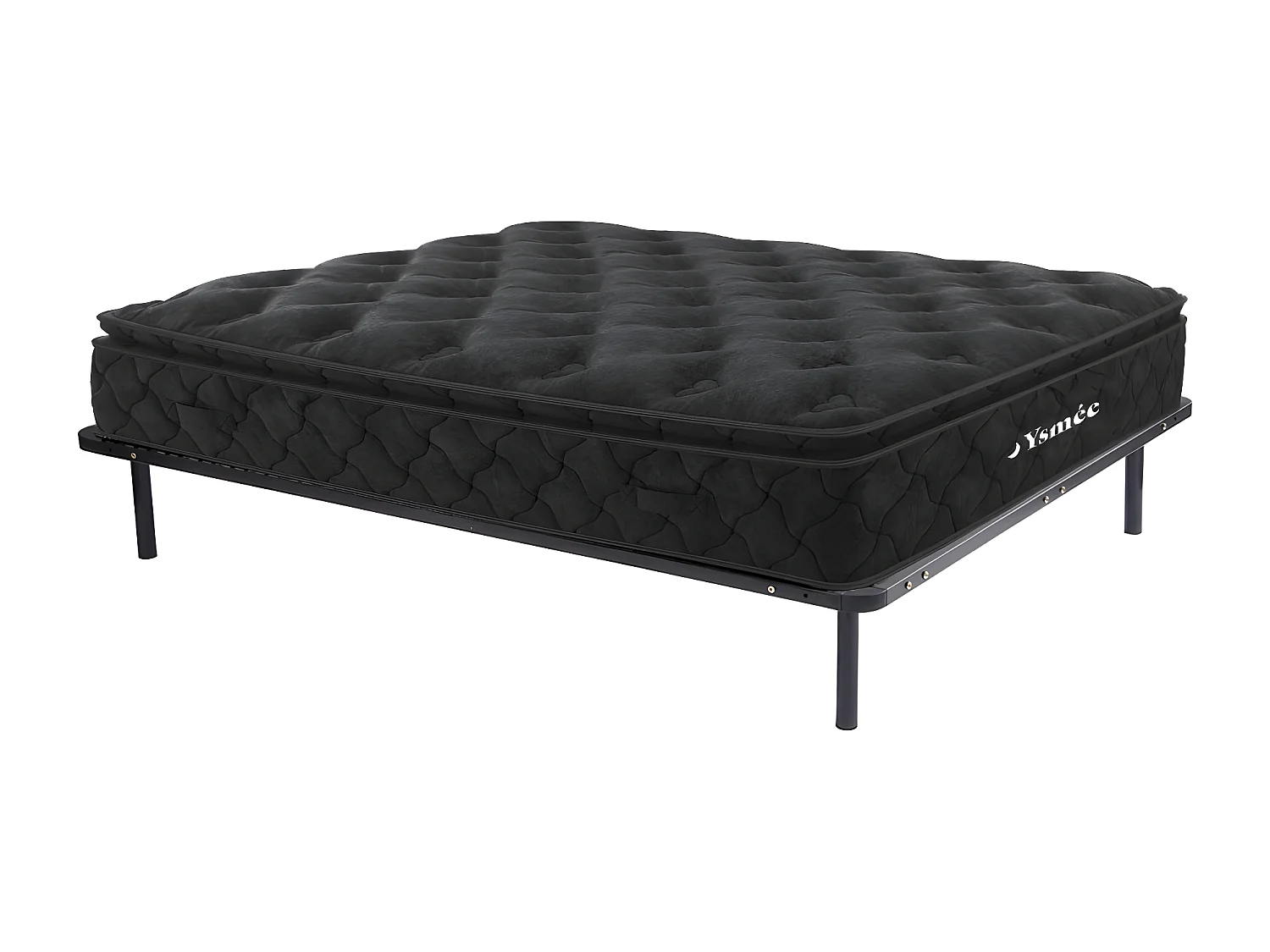 Komplet 2 stelaży z listewkami 90 x 200 + materac ze sprężynami kieszeniowymi - BLACK DREAM marki YSMÉE - 180 * 200 cm 82032 - obrazek 1