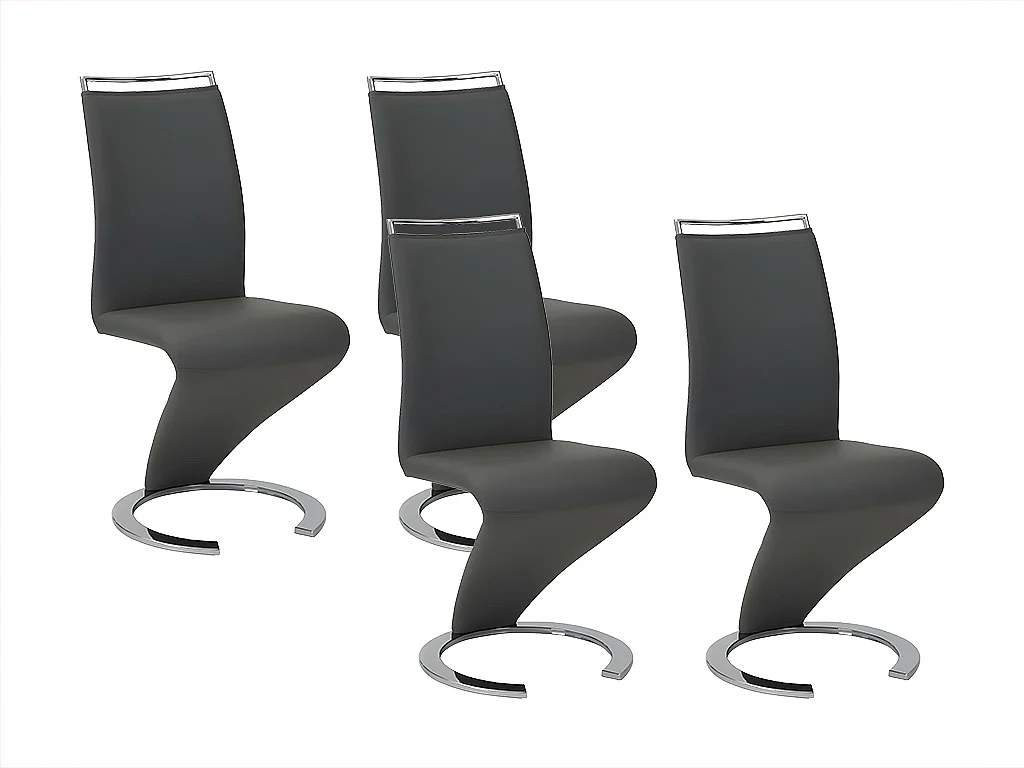 Komplet 4 krzeseł TWIZY – Materiał skóropodobny czarny 83089