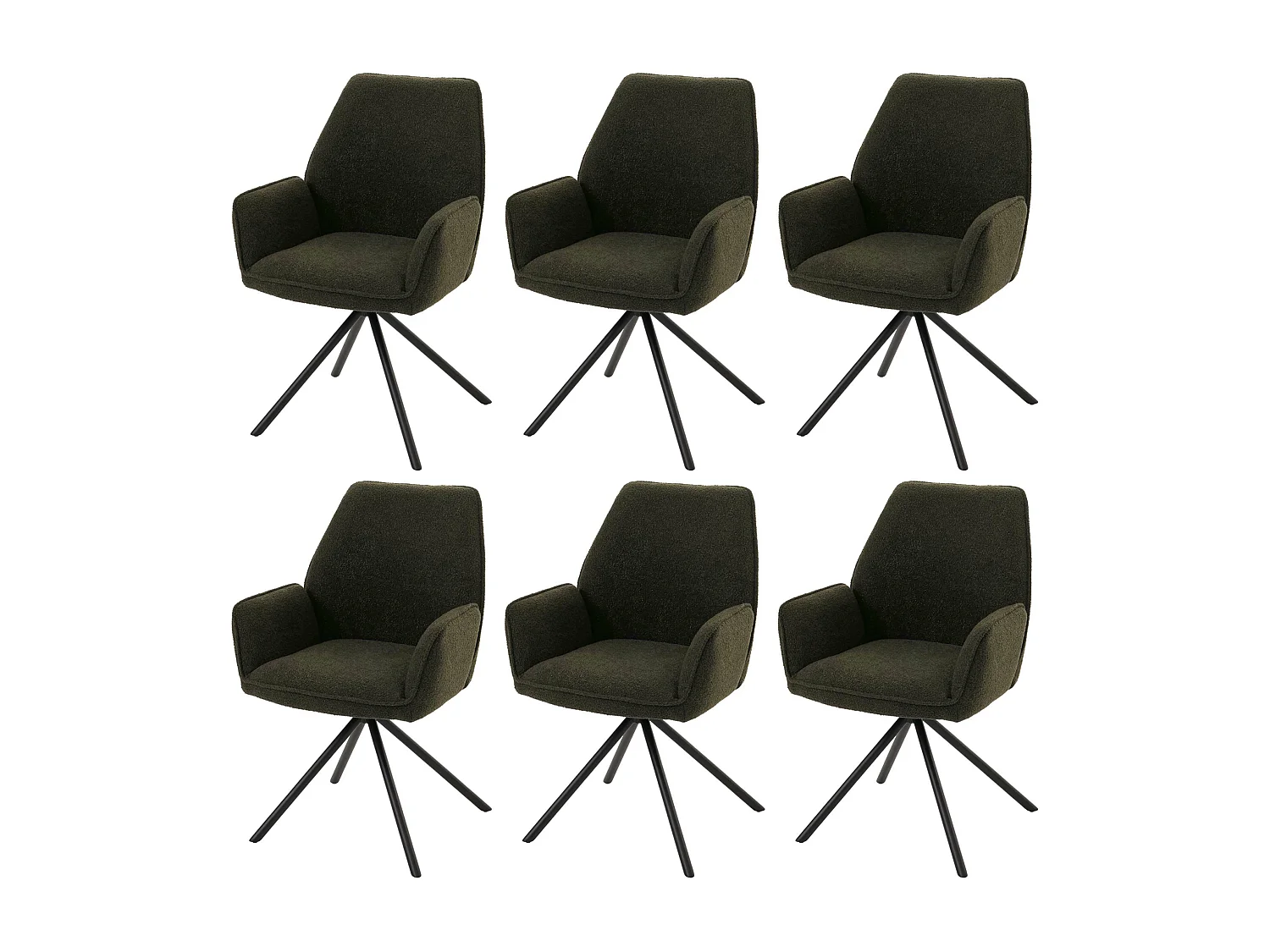 Krzesło do jadalni MCW-G67 Bouclé (zestaw 6 sztuk), oliwkowa zieleń 3599688 - obrazek 1
