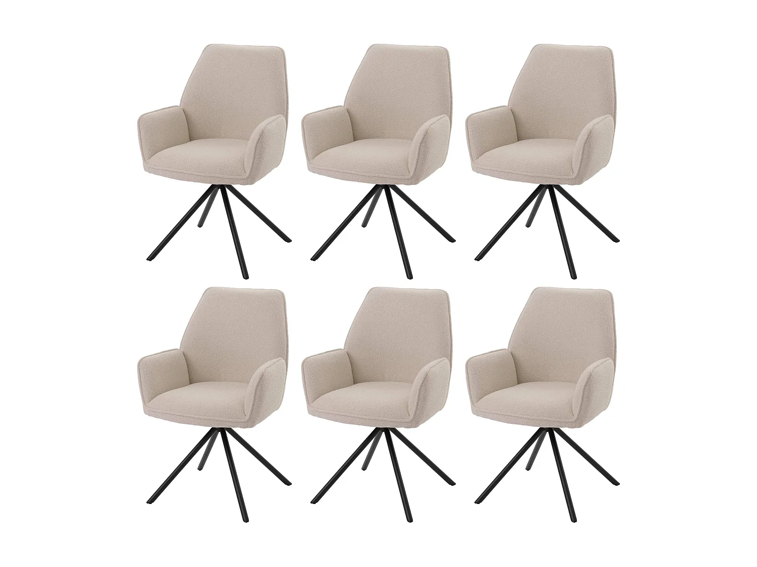 Krzesło do jadalni MCW-G67 Bouclé (zestaw 6 sztuk), kremowy 3599691 - obrazek 1