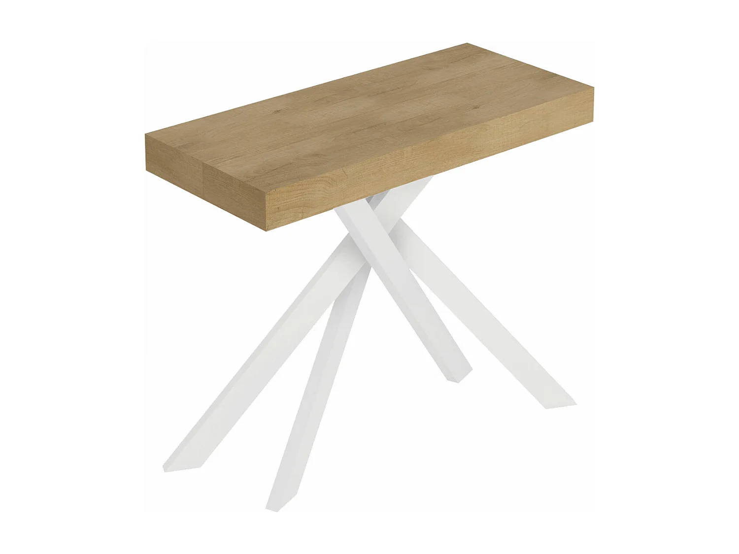 Stół konsolowy rozkładany 90×40/196 cm Saki Small naturalny dąb białe nogi 3679695