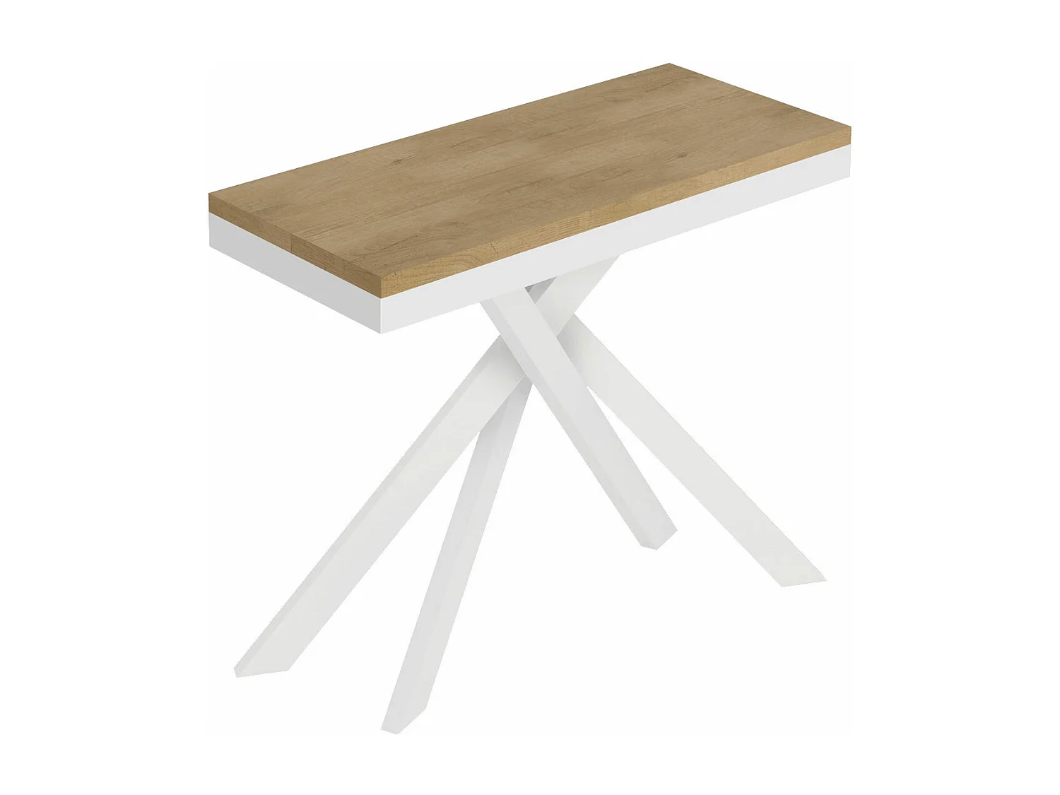 Rozkładany stół konsolowy Saki Small Evolution 90×40/196 cm, dąb naturalny, rama biała 3679711