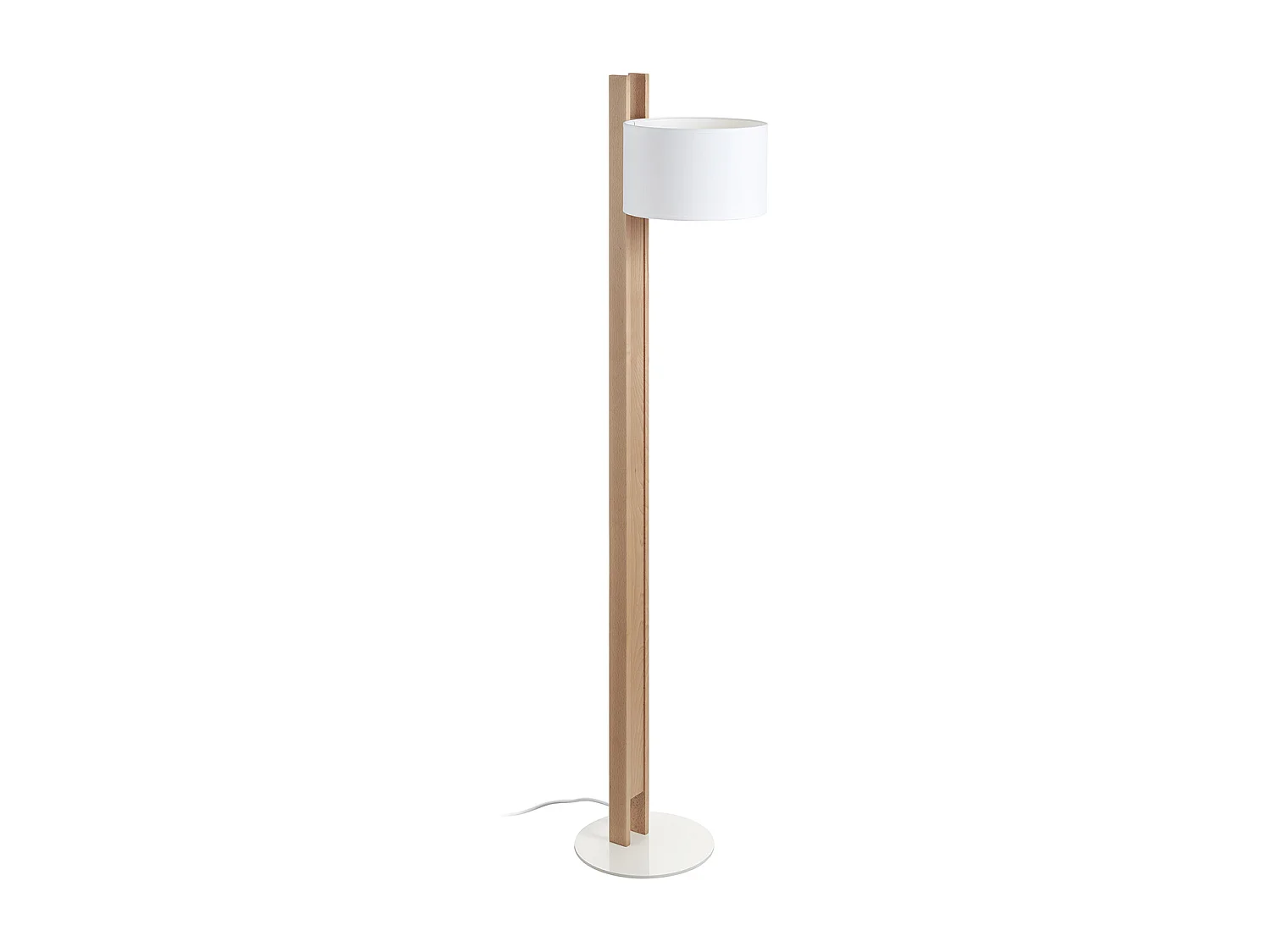 KOMPAKTOWA lampa pod?ogowa w nowoczesnym stylu z drewna - H 140,5 cm - E27 40W - IP20 - drewno i bia?a bawe?na 3716167 - obrazek 1