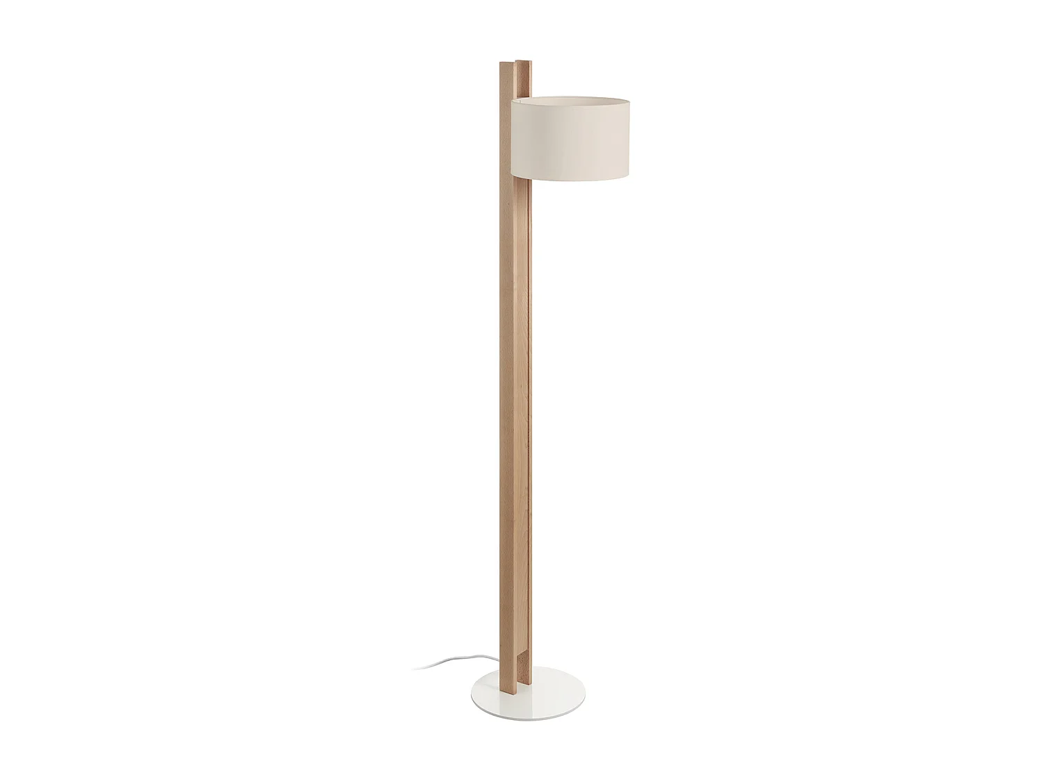 KOMPAKTOWA lampa pod?ogowa w nowoczesnym stylu z drewna – H 140,5 cm – E27 40W – IP20 – drewno i br?zowa bawe?na 3716155