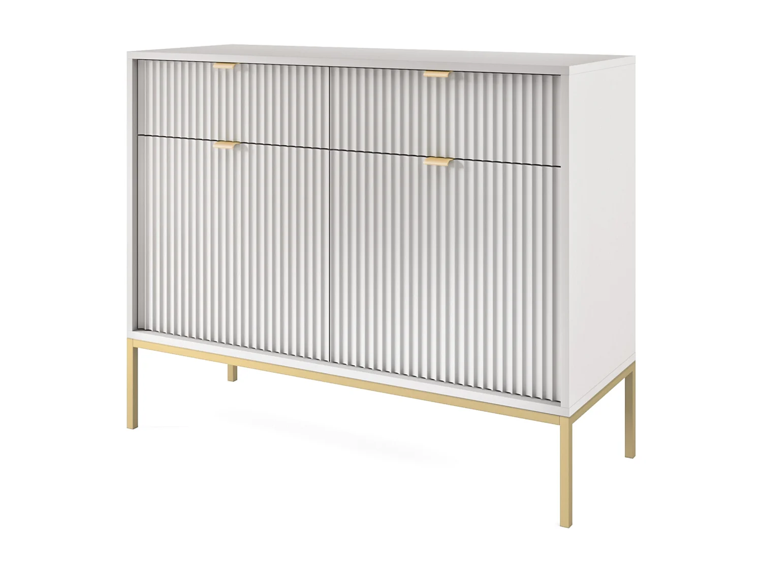 Komoda Design NOVA - Kolor: Szary, fasada Geriffelt, 2 drzwi, 2 szuflady, 83x104x39cm, złote metalowe nogi, mebel uniwersalny 3871814 - obrazek 1