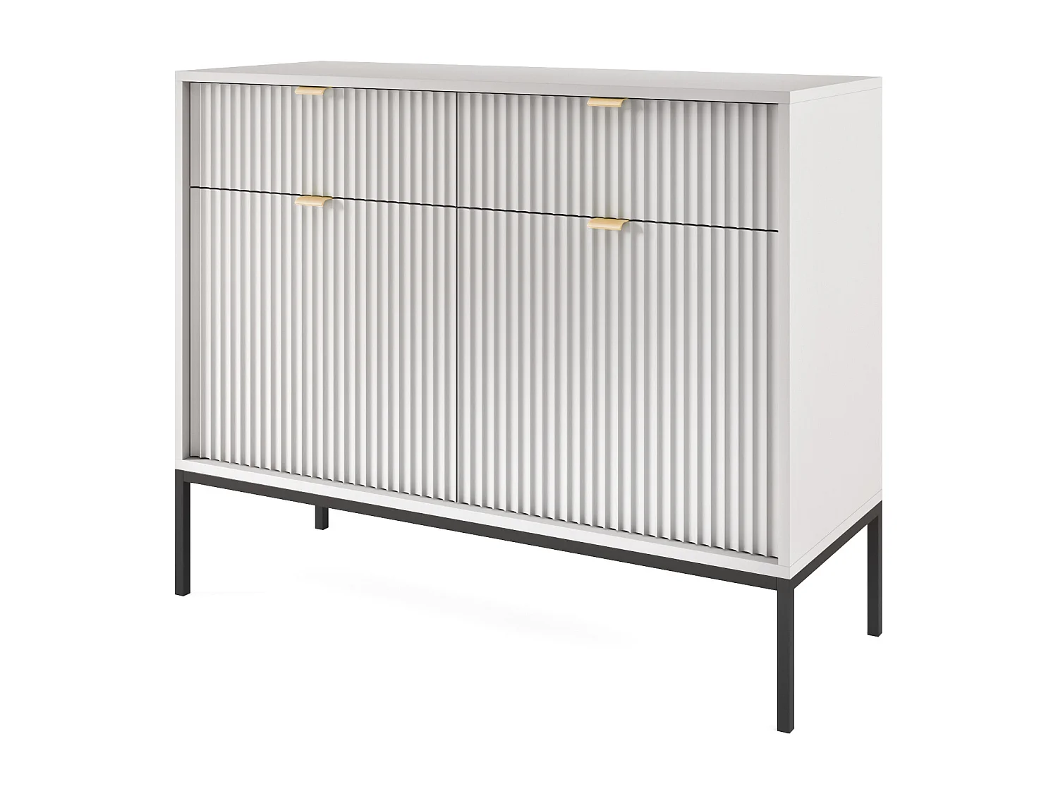 Komoda Design NOVA - Kolor: Szary, fasada Geriffelt, 2 drzwi, 2 szuflady, 83x104x39cm, czarne metalowe nogi, mebel uniwersalny 3871818 - obrazek 1