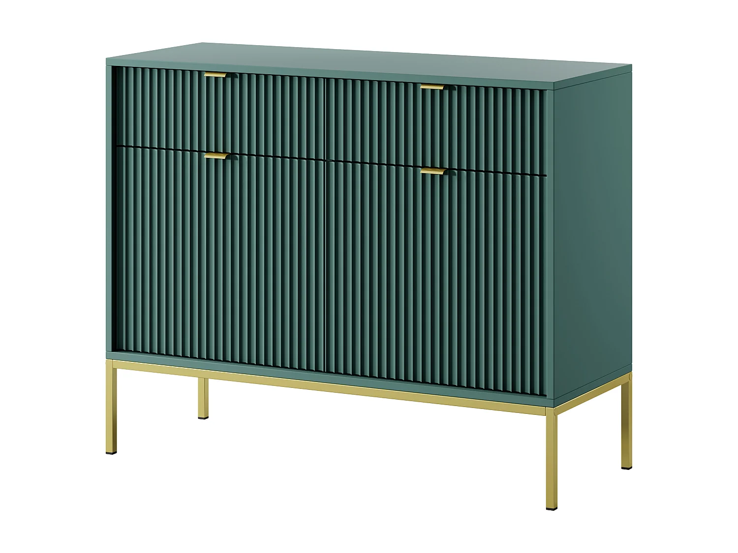 Komoda Design NOVA - Kolor: Labrador, fasada Geriffelt, 2 drzwi, 2 szuflady, 83x104x39cm, złote metalowe nogi, mebel uniwersalny 3871819 - obrazek 1