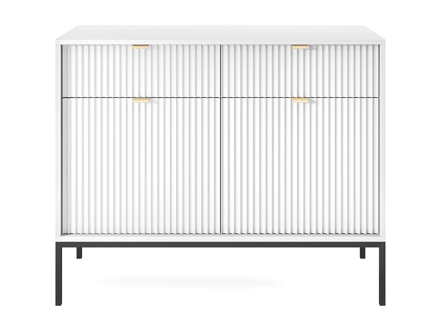 Komoda Design NOVA - Kolor: Biały, fasada Geriffelt, 2 drzwi, 2 szuflady, 83x104x39cm, czarne metalowe nogi, mebel uniwersalny 3871834 - obrazek 1