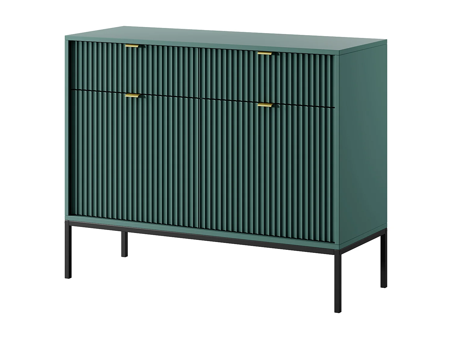 Komoda Design NOVA - Kolor: Labrador, fasada Geriffelt, 2 drzwi, 2 szuflady, 83x104x39cm, czarne metalowe nogi, mebel uniwersalny 3871835 - obrazek 1